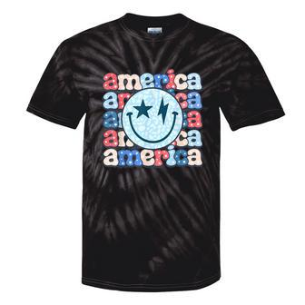 Retro America Groovy Smile Face American Flag 4Th Of July Tie-Dye T-shirts - Monsterry UK