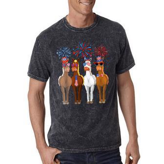 Patriotic Us Flag 4Th Of July Horse Usa Patriotic Mineral Wash Tshirts - Monsterry