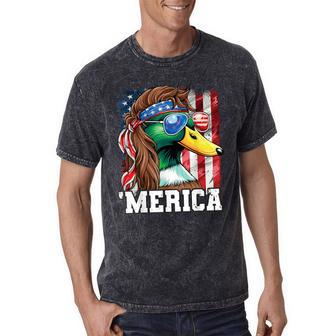 Merica Usa American Flag Patriotic 4Th Of July Duck Hunting Mineral Wash Tshirts - Monsterry DE