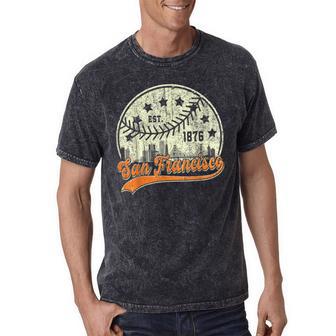 Vintage San Francisco Cityscape Baseball Lover Kid Mineral Wash Tshirts - Monsterry