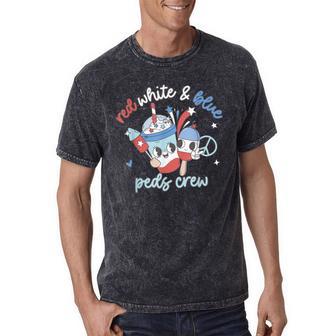 Red White Blue Peds Crew 4Th Of July Pediatric Nurse Coffee Mineral Wash Tshirts - Monsterry UK