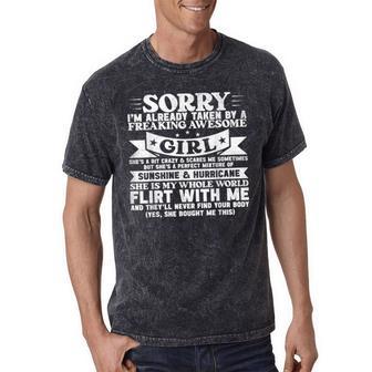 Sorry I'm Already Taken By Freaking Awesome Girl Boyfriend Mineral Wash Tshirts - Monsterry AU