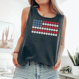 4Th Of July For Flora Flower Usa Flag America Comfort Colors Tank Top - Monsterry