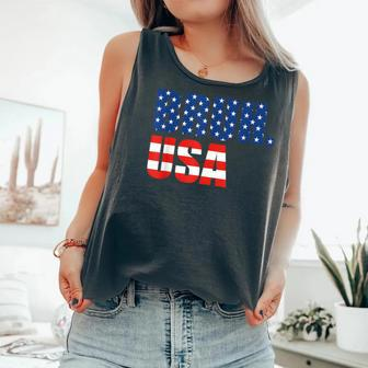 Bruh Usa 4Th Of July Patriotic American Flag Happy Women Comfort Colors Tank Top - Monsterry CA