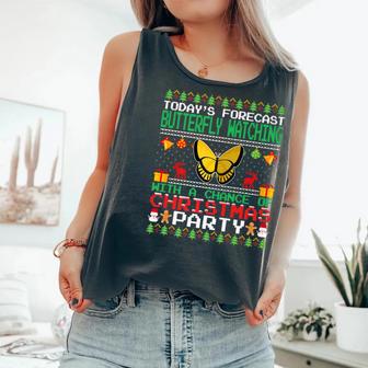 Butterfly Watching Christmas Party Butterfly Lover Xmas Comfort Colors Tank Top - Monsterry CA