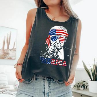 'Merica Trump 4Th Of July Us American Flag Women Comfort Colors Tank Top - Monsterry