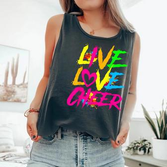 Happy Live Love Cheer Cute Girls Cheerleader Comfort Colors Tank Top - Monsterry UK