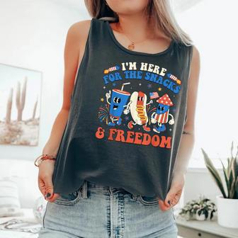 I'm Here For The Snacks And Freedom Boy Girl Kid 4Th Of July Comfort Colors Tank Top - Monsterry CA