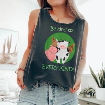 Be Kind To Every Kind Vegan Kindness Farm Animals T Comfort Colors Tank Top - Monsterry