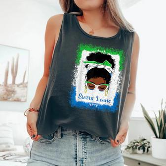 Messy Bun Sierra Leone Flag Woman Girl Comfort Colors Tank Top - Monsterry CA