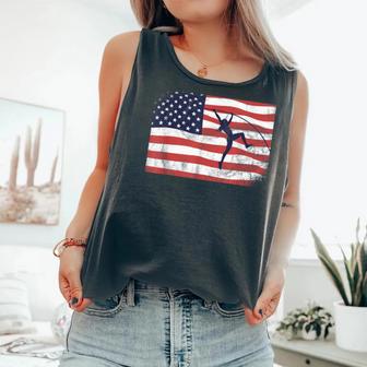 Pole Vault Track And Field Vaulting Girl Gymnast Usa Flag Comfort Colors Tank Top - Monsterry DE