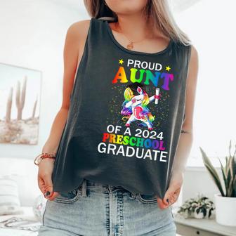 Proud Aunt Of A 2024 Preschool Graduate Unicorn Dab Comfort Colors Tank Top - Monsterry CA