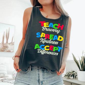 Teach Bravery Spread Kindness Accept Differences Comfort Colors Tank Top - Monsterry CA