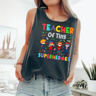 Teacher Of Tiny Superheroes Pre-K Kindergarten Teacher Comfort Colors Tank Top - Monsterry CA