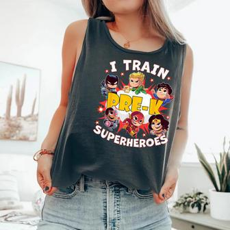 I Train Pre-K Superheroes Back To School Teacher Comfort Colors Tank Top - Monsterry