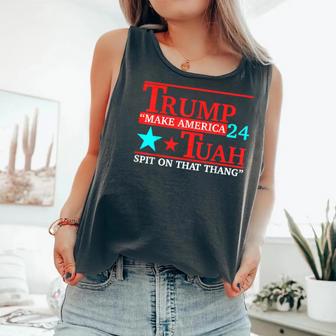 Trump Hawk Tuah Viral Humor Meme Video Girl 24 Tua Comfort Colors Tank Top - Monsterry DE