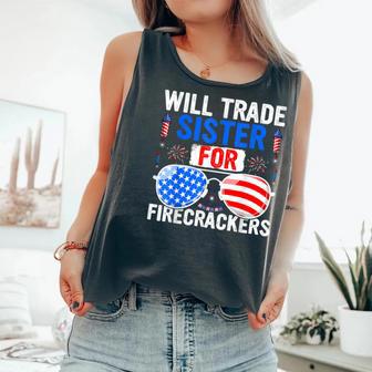 Will Trade Sister For Firecrackers 4Th Of July Fireworks Fun Comfort Colors Tank Top - Monsterry UK