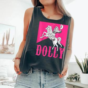 Girl Retro Personalized Dolly Cowgirl First Name Comfort Colors Tank Top - Monsterry UK