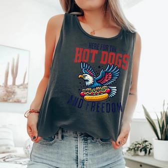 Here For The Hot Dogs And Freedom 4Th July Eagle Comfort Colors Tank Top - Monsterry UK