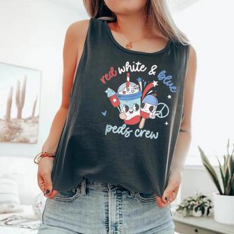 Red White Blue Peds Crew 4Th Of July Pediatric Nurse Coffee Comfort Colors Tank Top - Monsterry UK