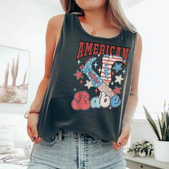 Western Cowgirl Boots Retro American Girls Babe 4Th Of July Comfort Colors Tank Top - Monsterry AU