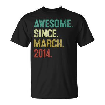 10 Year Old Awesome Since March 2014 10Th Birthday T-Shirt | Mazezy CA