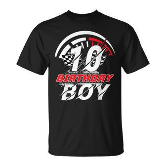 10 Year Old Race Car 10Th Birthday Boy Party Racing Pit Crew T-Shirt - Monsterry