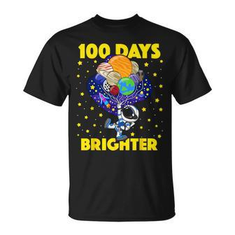 100 Days Brighter 100Th Day Of School Astronaut Space T-Shirt - Thegiftio UK