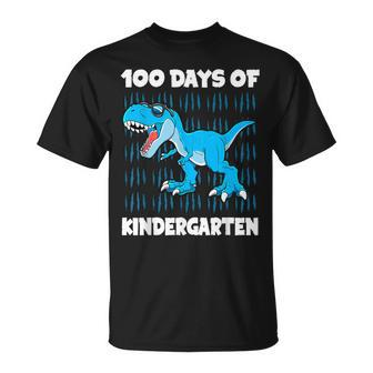 100 Days Of Kindergarten Trex Dinosaur 100Th Day School Boys T-Shirt - Thegiftio UK