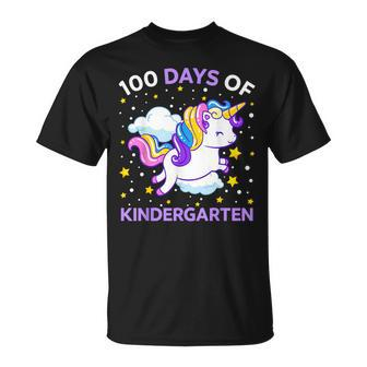 100 Days Of Kindergarten Unicorn Girls 100 Days Of School T-Shirt - Seseable
