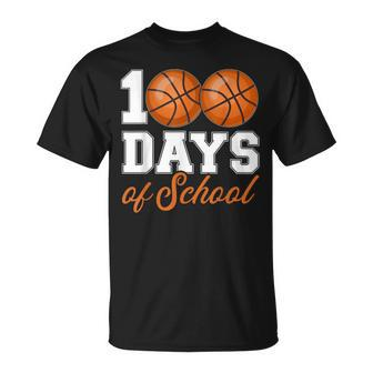 100 Days Of School For 100Th Day Basketball Student Teacher T-Shirt | Mazezy
