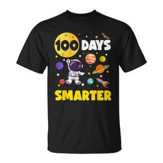 100 Days Smarter 100Th Day Of School Astronaut Space Boys T-Shirt | Mazezy