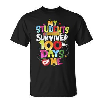 100Th Day School My Students Survived 100 Days Of Me T-Shirt - Seseable