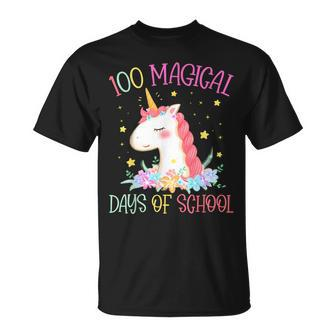 100Th Day Of School Unicorn 100 Magical Days Girls Teacher T-Shirt | Mazezy