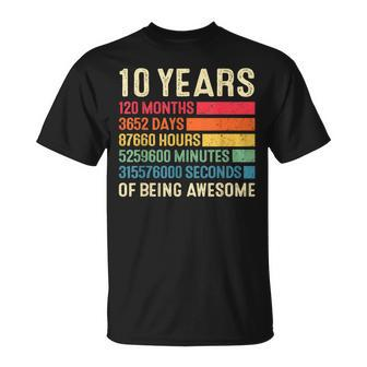 10Th Birthday 10 Years 120 Months Of Being Awesome Vintage T-Shirt - Monsterry