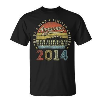 10Th Birthday Awesome Since January 2014 10 Year Old T-Shirt - Monsterry AU
