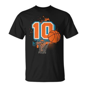 10Th Birthday Boy Basketball Player Basketball 10 Years Old T-Shirt - Seseable
