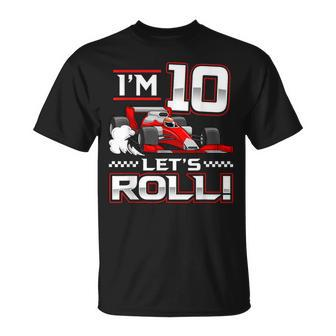 10Th Birthday Race Car 10 Year Old Let's Roll Toddler Boy T-Shirt - Monsterry UK