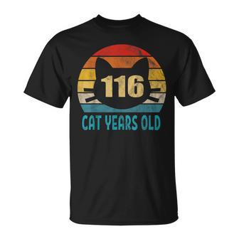 116 Cat Years Old Retro 25Th Birthday Cat Lovers T-Shirt - Monsterry DE