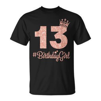 13 Birthdaygirl Sweet Thirn 13Th Pink Crown For Girl T-Shirt | Seseable CA