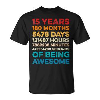 15Th Birthday 15 Years Of Being Awesome Vintage 15 Years Old T-Shirt - Monsterry DE