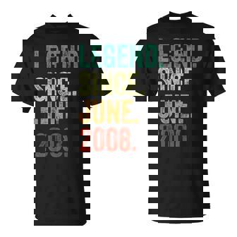 16 Years Old Legend Since June 2008 16Th Birthday T-Shirt - Seseable