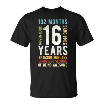 16Th Birthday 16 Years Old Vintage Retro 192 Months T-Shirt - Monsterry