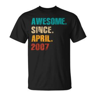 17 Year Old Vintage Awesome Since April 2007 17Th Birthday T-Shirt - Monsterry AU