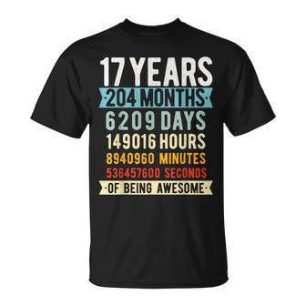 17Th Birthday 17 Years Old Vintage Retro 204 Months T-Shirt - Monsterry