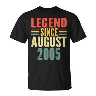18Th Birthday Legend Since August 2005 18 Years Old Vintage T-Shirt - Monsterry CA