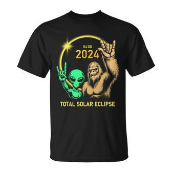 2024 Solar Eclipse Alien Bigfoot Rock April Total Eclipse T-Shirt | Mazezy