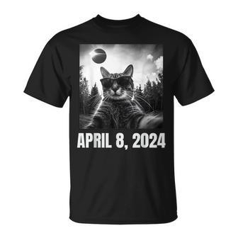 2024 Solar Eclipse Cat Selfie With Solar Eclipse Men T-Shirt - Seseable