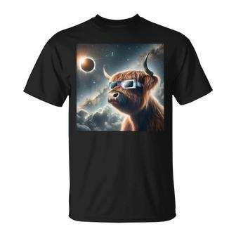 2024 Solar Eclipse Highland Cow Wearing Glasses Totality T-Shirt - Seseable