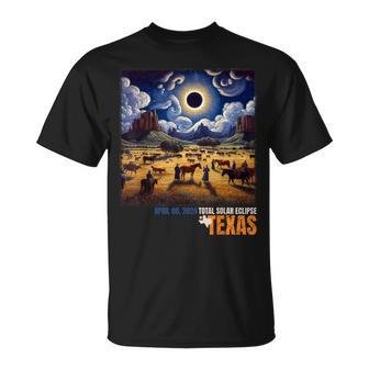 2024 Solar Eclipse Texas Van Gogh Starry Night Style T-Shirt - Seseable